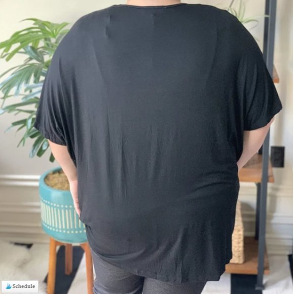 Women's Top BLACK RELAXED FIT FRONT TWIST - Picture 6 of 6